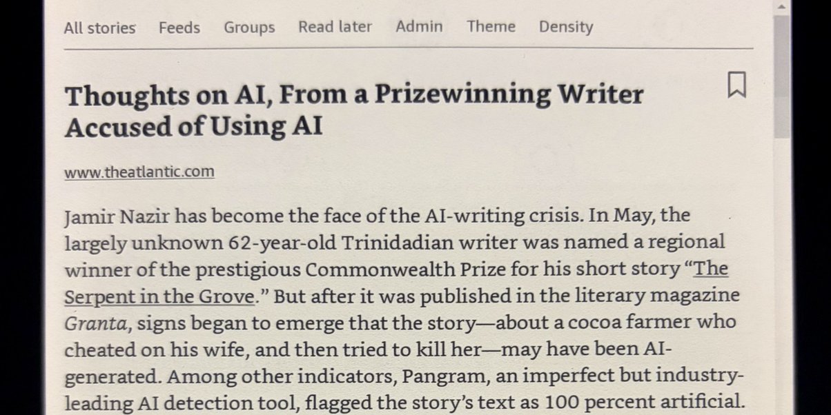 An article opened on a Kindle